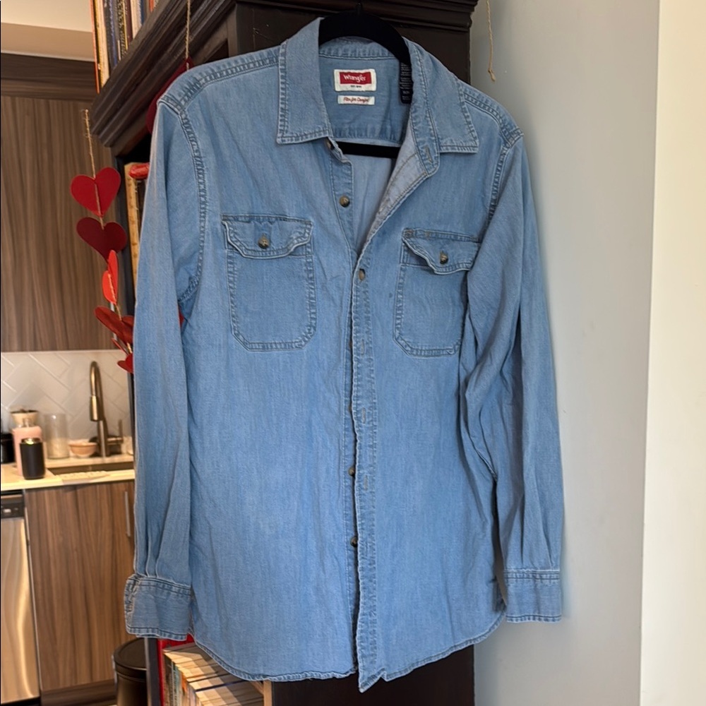 Wrangler Blue Denim Button-Up Shirt